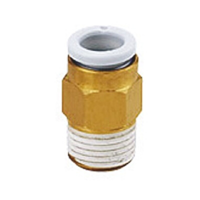 SMC KQ2 Series Straight Threaded Adaptor, NPT 1/8 Male to Push In 1/8 in, Threaded-to-Tube Connection Style