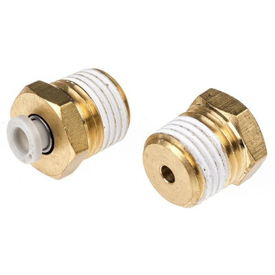 SMC KQ2 Series Straight Threaded Adaptor, R 1/4 Male to Push In 4 mm, Threaded-to-Tube Connection Style