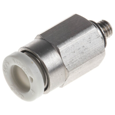 SMC KQ2 Series Straight Threaded Adaptor, M3 Male to Push In 4 mm, Threaded-to-Tube Connection Style