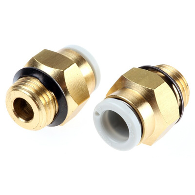 SMC KQ2 Series Straight Threaded Adaptor, Uni 1/8 Male to Push In 6 mm, Threaded-to-Tube Connection Style