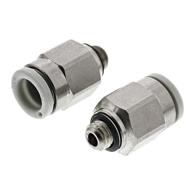 SMC KQ2 Series Straight Threaded Adaptor, M5 Male to Push In 6 mm, Threaded-to-Tube Connection Style