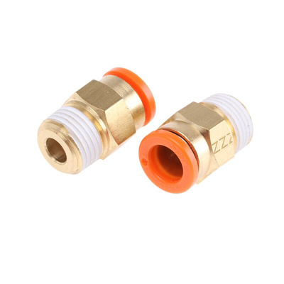 SMC KQ2 Series Straight Threaded Adaptor, NPT 1/8 Male to Push In 1/4 in, Threaded-to-Tube Connection Style