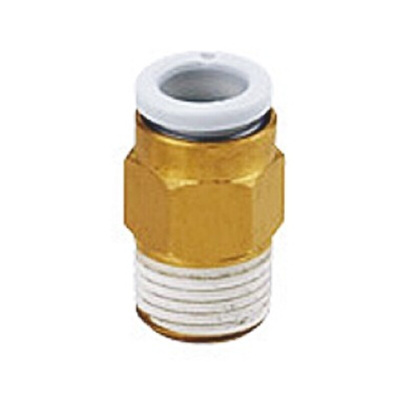 SMC KQ2 Series Straight Threaded Adaptor, R 3/8 Male to Push In 8 mm, Threaded-to-Tube Connection Style