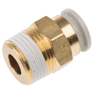 SMC KQ2 Series Straight Threaded Adaptor, R 3/8 Male to Push In 10 mm, Threaded-to-Tube Connection Style