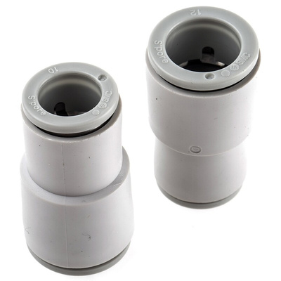 SMC KQ2 Series Straight Tube-to-Tube Adaptor, Push In 10 mm to Push In 12 mm, Tube-to-Tube Connection Style