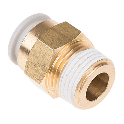 SMC KQ2 Series Straight Threaded Adaptor, R 3/8 Male to Push In 12 mm, Threaded-to-Tube Connection Style