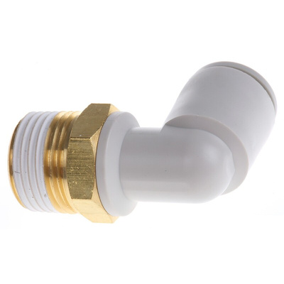 SMC KQ2 Series Elbow Threaded Adaptor, R 3/8 Male to Push In 10 mm, Threaded-to-Tube Connection Style