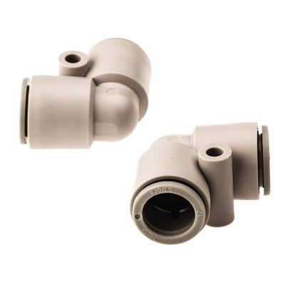 SMC KQ2 Series Elbow Tube-toTube Adaptor, Push In 12 mm to Push In 10 mm, Tube-to-Tube Connection Style