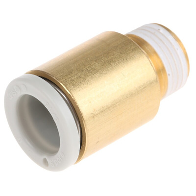 SMC KQ2 Series Straight Threaded Adaptor, R 1/8 Male to Push In 8 mm, Threaded-to-Tube Connection Style