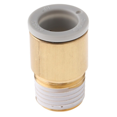 SMC KQ2 Series Straight Threaded Adaptor, R 1/4 Male to Push In 10 mm, Threaded-to-Tube Connection Style