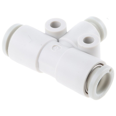 SMC KQ2 Series Tee Tube-to-Tube Adaptor Push In 4 mm, Push In 6 mm to Push In 6 mm, Tube-to-Tube Connection Style