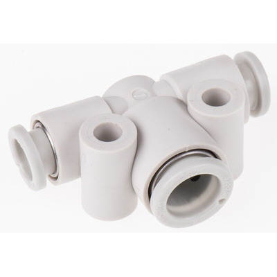SMC KQ2 Series Tee Tube-to-Tube Adaptor Push In 8 mm, Push In 6 mm to Push In 6 mm, Tube-to-Tube Connection Style