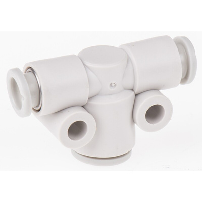 SMC KQ2 Series Tee Tube-to-Tube Adaptor Push In 8 mm, Push In 6 mm to Push In 6 mm, Tube-to-Tube Connection Style