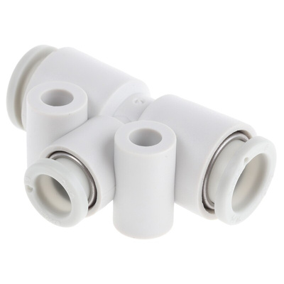 SMC KQ2 Series Tee Tube-to-Tube Adaptor Push In 6 mm, Push In 8 mm to Push In 8 mm, Tube-to-Tube Connection Style