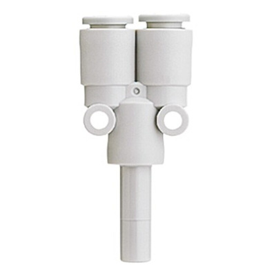 SMC KQ2 Series Y Tube-to-Tube Adaptor, Push In 6 mm to Push In 6 mm, Tube-to-Tube Connection Style