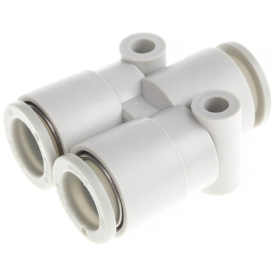 SMC KQ2 Series Y Tube-to-Tube Adaptor, Push In 10 mm to Push In 10 mm, Tube-to-Tube Connection Style
