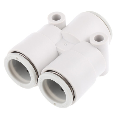 SMC KQ2 Series Y Tube-to-Tube Adaptor, Push In 12 mm to Push In 12 mm, Tube-to-Tube Connection Style