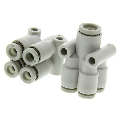 SMC KQ2 Series Double Y Tube-to-Tube Adaptor Push In 6 mm, Push In 4 mm to Push In 4 mm, Tube-to-Tube Connection Style