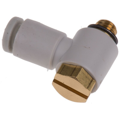 SMC KQ2 Series Elbow Threaded Adaptor, M5 Male to Push In 4 mm, Threaded-to-Tube Connection Style