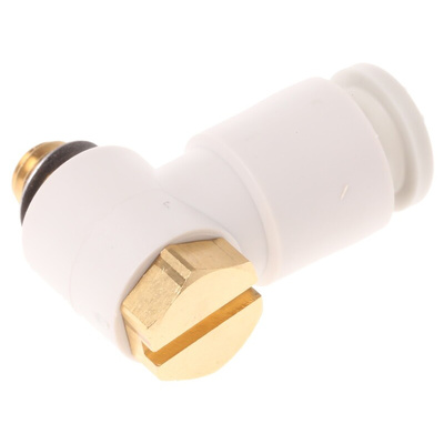 SMC KQ2 Series Elbow Threaded Adaptor, M5 Male to Push In 6 mm, Threaded-to-Tube Connection Style