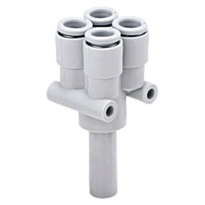 SMC KQ2 Series Double Y Tube-to-Tube Adaptor Push In 8 mm, Push In 6 mm to Push In 6 mm, Tube-to-Tube Connection Style