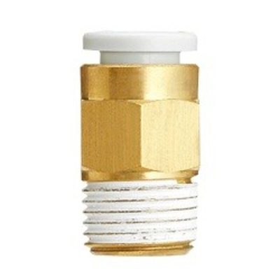 SMC KQ2 Series Straight Threaded Adaptor, R 1/4 Male to Push In 8 mm, Threaded-to-Tube Connection Style