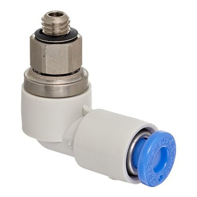 SMC KSL Series Elbow Threaded Adaptor, M6 Male to Push In 6 mm, Threaded-to-Tube Connection Style