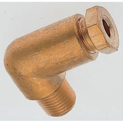 Norgren Enots 34 Series Elbow Threaded Adaptor, R 1/8 Male to Push In 3/16 in, Threaded-to-Tube Connection Style