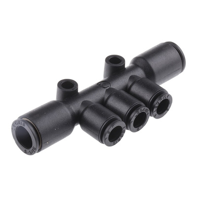 Legris LF3000 Series Tee Tube-to-Tube Adaptor Push In 6 mm, Push In 8 mm to Push In 6 mm, Tube-to-Tube Connection Style