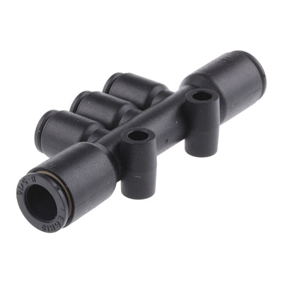 Legris LF3000 Series Tee Tube-to-Tube Adaptor Push In 6 mm, Push In 8 mm to Push In 6 mm, Tube-to-Tube Connection Style