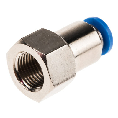 Festo QS Series Straight Threaded Adaptor, G 1/8 Female to Push In 4 mm, Threaded-to-Tube Connection Style, 153022