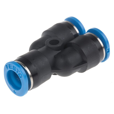 Festo QSMY Series Y Tube-to-Tube Adaptor, Push In 6 mm to Push In 6 mm, Tube-to-Tube Connection Style, 153372