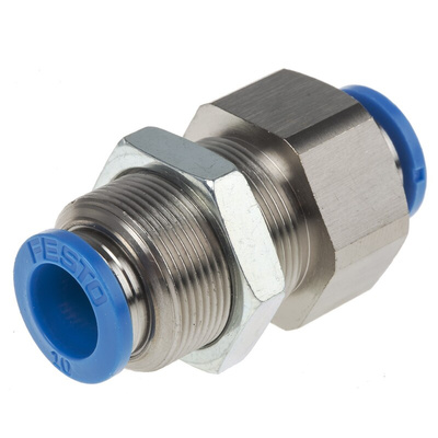 Festo QSS Series Bulkhead Tube-to-Tube Adaptor, Push In 10 mm to Push In 10 mm, Tube-to-Tube Connection Style, 130643