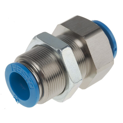 Festo QSS Series Bulkhead Tube-to-Tube Adaptor, Push In 12 mm to Push In 12 mm, Tube-to-Tube Connection Style, 130644