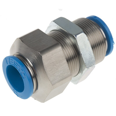 Festo QSS Series Bulkhead Tube-to-Tube Adaptor, Push In 12 mm to Push In 12 mm, Tube-to-Tube Connection Style, 130644