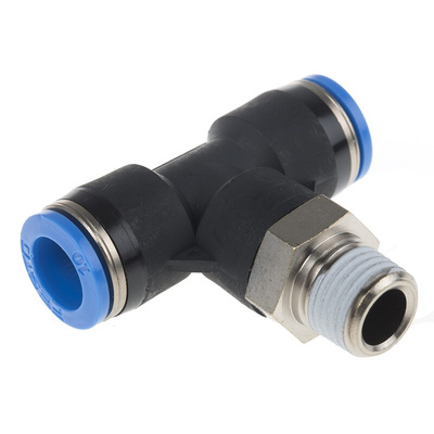 Festo QS Series Tee Threaded Adaptor, Push In 10 mm to Push In 10 mm, Threaded-to-Tube Connection Style, 153112