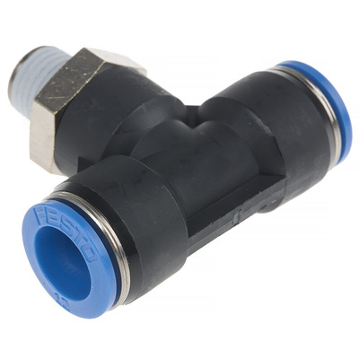 Festo QS Series Tee Threaded Adaptor, Push In 12 mm to Push In 12 mm, Threaded-to-Tube Connection Style, 190669