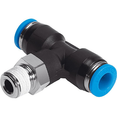 Festo QS Series Tee Threaded Adaptor, Push In 6 mm to Push In 6 mm, Threaded-to-Tube Connection Style, 153108