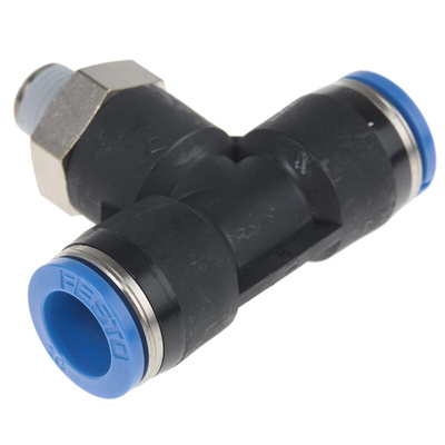 Festo QS Series Tee Threaded Adaptor, Push In 10 mm to Push In 10 mm, Threaded-to-Tube Connection Style, 190667