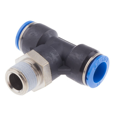 Festo QS Series Tee Threaded Adaptor, Push In 12 mm to Push In 12 mm, Threaded-to-Tube Connection Style, 153114