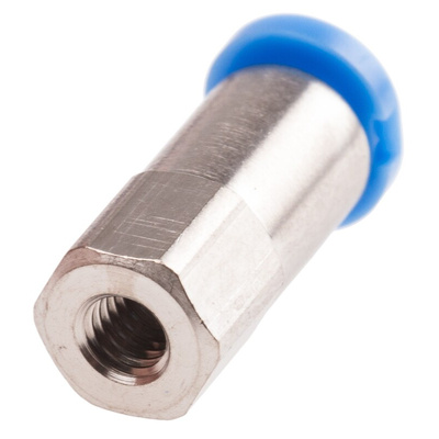 Festo QS Series Straight Threaded Adaptor, M3 Female to Push In 3 mm, Threaded-to-Tube Connection Style, 153308