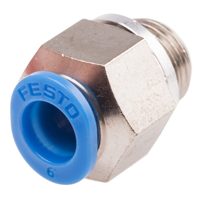 Festo QS Series Straight Threaded Adaptor, G 1/8 Male to Push In 6 mm, Threaded-to-Tube Connection Style, 186265