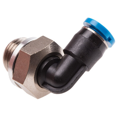 Festo QS Series Elbow Threaded Adaptor, G 1/8 Male to Push In 4 mm, Threaded-to-Tube Connection Style, 186268