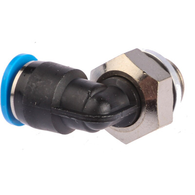 Festo QS Series Elbow Threaded Adaptor, G 1/8 Male to Push In 6 mm, Threaded-to-Tube Connection Style, 186269