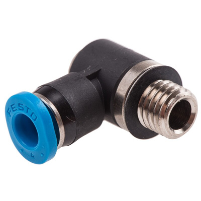 Festo QS Series Elbow Threaded Adaptor, M5 Male to Push In 4 mm, Threaded-to-Tube Connection Style, 130832