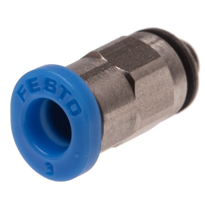 Festo QS Series Straight Threaded Adaptor, M3 Male to Push In 3 mm, Threaded-to-Tube Connection Style, 153301