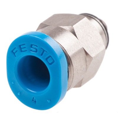 Festo QS Series Straight Threaded Adaptor, M3 Male to Push In 4 mm, Threaded-to-Tube Connection Style, 153303