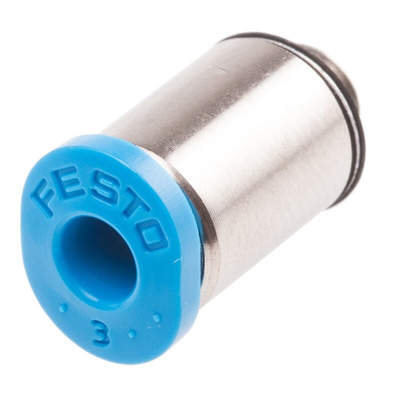 Festo QS Series Straight Threaded Adaptor, M5 Male to Push In 3 mm, Threaded-to-Tube Connection Style, 153313