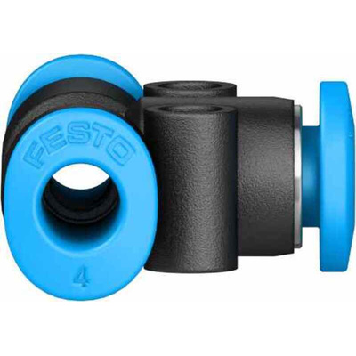 Festo QSMT Series Tee Tube-to-Tube Adaptor Push In 4 mm, Push In 4 mm to Push In 4 mm, Tube-to-Tube Connection Style,