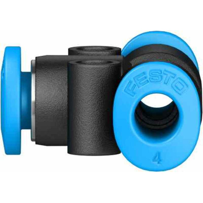 Festo QSMT Series Tee Tube-to-Tube Adaptor Push In 4 mm, Push In 4 mm to Push In 4 mm, Tube-to-Tube Connection Style,